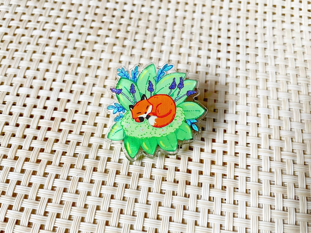 Cute Fox Plant Acrylic Pin, Button - Etsy