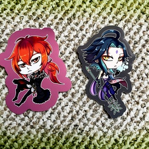 Diluc and Xiao Sticker Genshin , Chibi