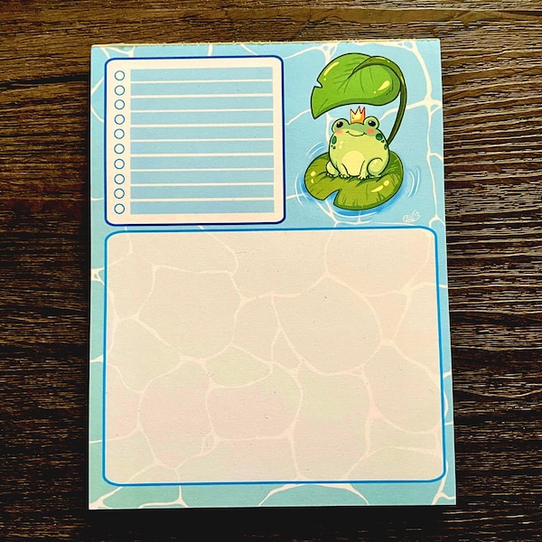 Froschkönig, Frog king, Notepad, Notizblock, Schreibpad, Frosch, Cute, Memopad