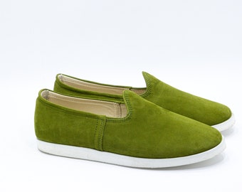 Slip-On Shoes Mens Shoes Loafers & Slip Ons Natural Colorful Ultra Lightweight %100 Green Nubuck Leather & Handmade Eva Sole Men Turkish Shoes 