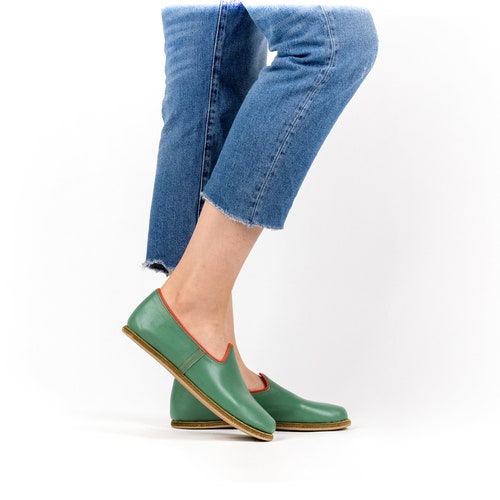 Turkish Genuine Leather Handmade Christmas Colors Green Classic Men shops Yemeni Shoes, Natural, Colorful, Slip-On