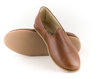 Turkish Genuine Brown Leather Handmade Men CLASSIC Yemeni Shoes Natural, Colorful, Slip-On