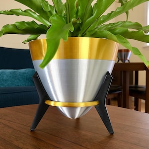 Bullet Planter Atomic Space Age Mid-Century Modern Art Decor Decor Boomerang Retro-Futuristic Rocket Office Apartment Housewarming Gift