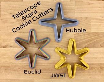 Diffracted Stars Cookie Cutters Set Telescope Hubble James Webb JWST Euclid Pointed North Xmas Space Astronomy STEM Teacher Gift 3D Printed