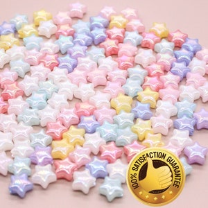 Pastel Star Beads - 10 mm Transparent Acrylics AB Color Five-pointed Beads - 100 pcs set