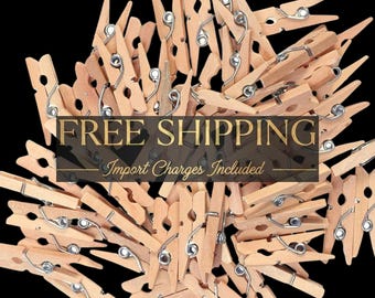 100 Wooden Pegs Pack, Paintable Natural Wood Small Clothespin Craft Clips