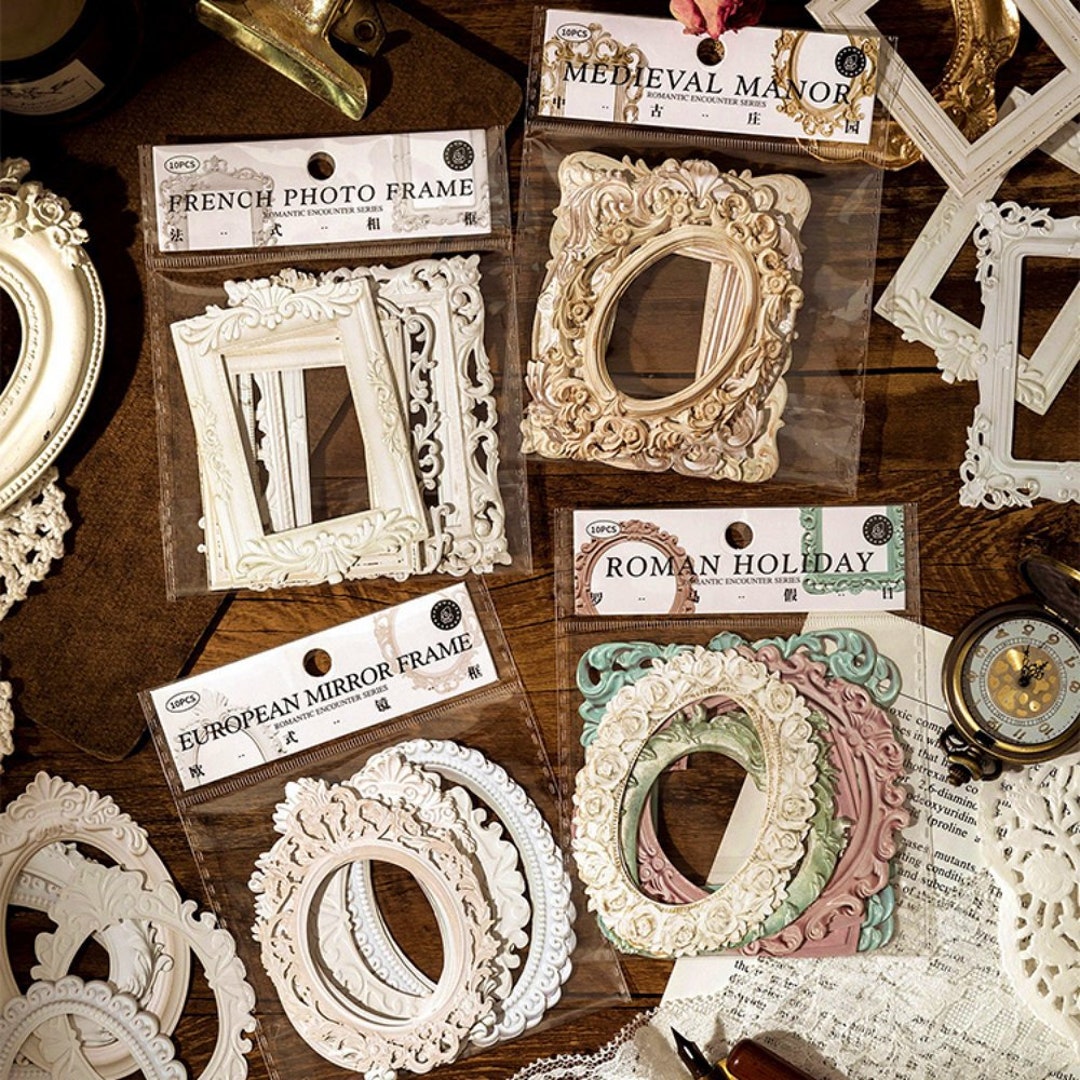 Vintage Photo Frames Bulk Pack Cardstock Stickers Relief Retro Die Cut