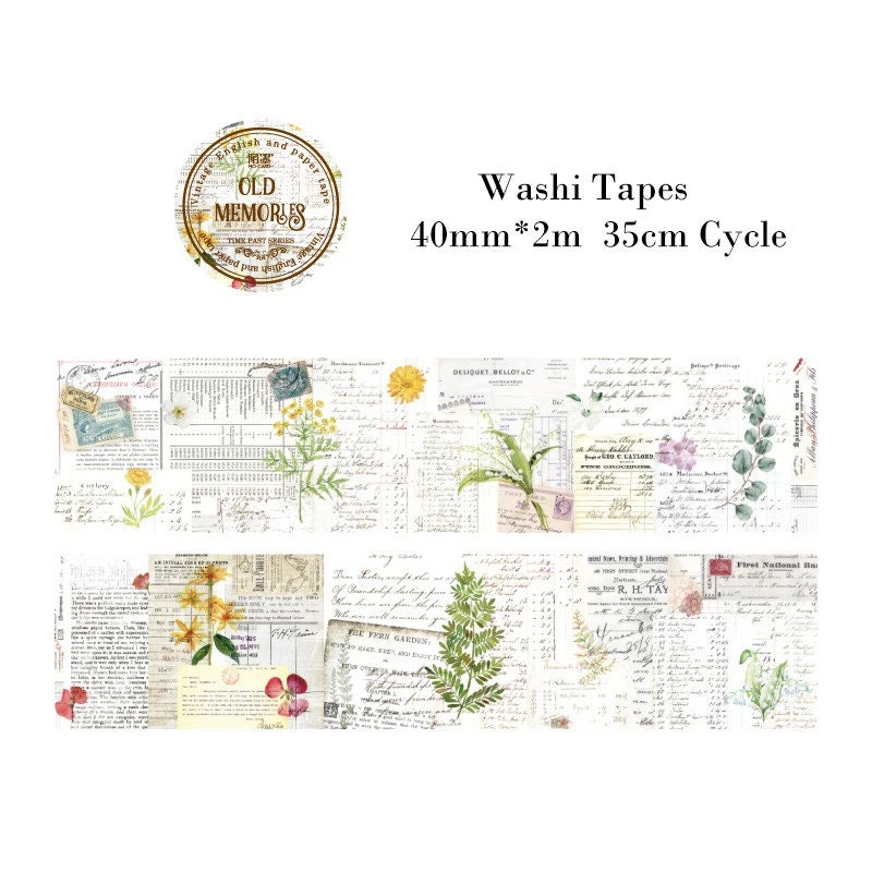 Beautiful Vintage Washi Tapes: 30mm 40mm 50mm 2m 35cm Cycle