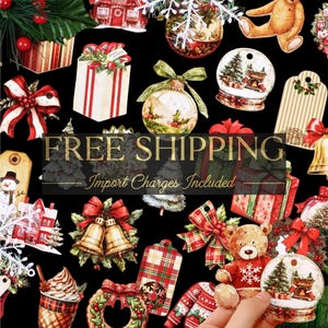 Winter Christmas Sticker Pack 20 pcs, Holiday Scrapbook Set, Journal Kit, Festive Paper, DIY Card