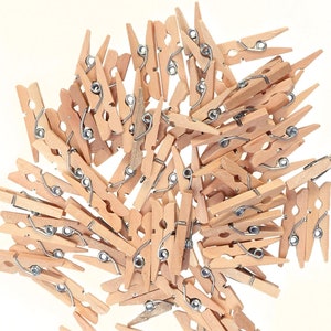 100 Mini Wooden Pegs, Natural Wooden Clothes Pin, Photo Paper Pegs, Clothespin Craft Clips