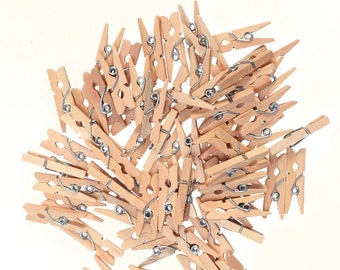 100 Mini Wooden Pegs, Natural Wooden Clothes Pin, Photo Paper Pegs, Clothespin Craft Clips