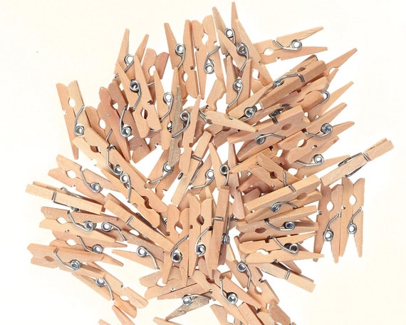 100x Natural Wooden Clothes Photo Mini Clothespin Paper Peg Home Craft Use