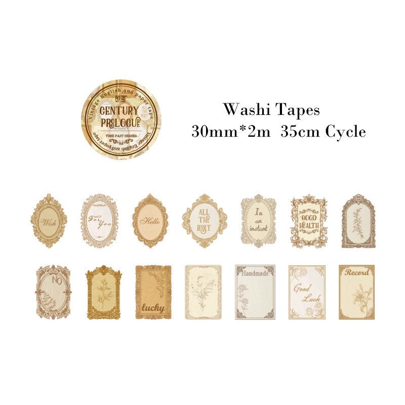 Beautiful Vintage Washi Tapes: 30mm 40mm 50mm 2m 35cm Cycle