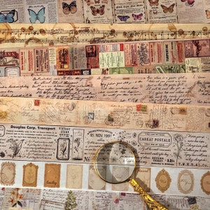 Prachtige vintage washitapes: 30 mm 40 mm 50 mm 2 m 35 cm Cyclus voor ongewenste dagboeken en collage plakband, ambachtelijke collage van ongewenste dagboeken
