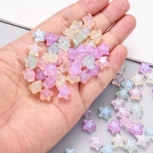 Pastel Star Beads - 10 mm Transparent Acrylics AB Color Five-pointed Beads - 100 pcs set