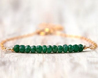 GiftJewelryShop Santa at The Beach Photo Emerald Green Crystal May Birthstone Flower Dangle Charm Bracelets