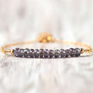 Natural alexandrite bracelet gold filled June birthstone women bracelet Sparkle stone delicate alexandrite jewelry Women gifts for daughter