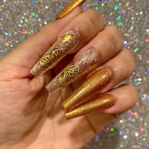 Gold Butterfly Press On Nails image 1