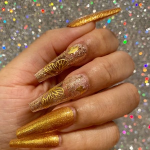 Gold Butterfly Press On Nails image 4