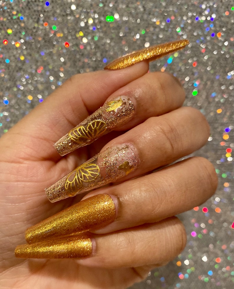 Gold Butterfly Press On Nails image 4