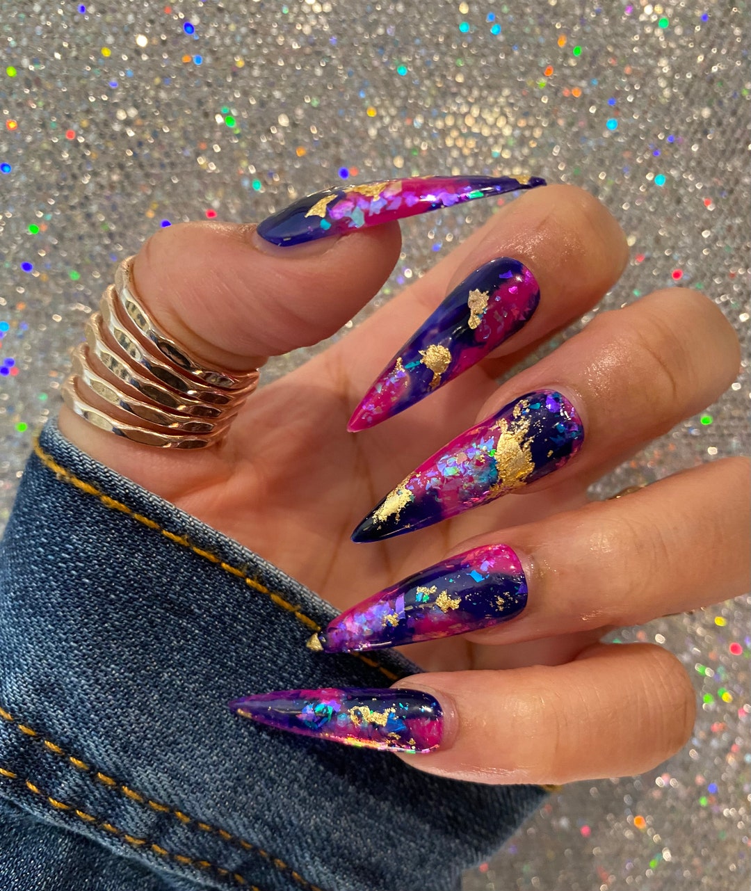 Galactic Press on Nails - Etsy