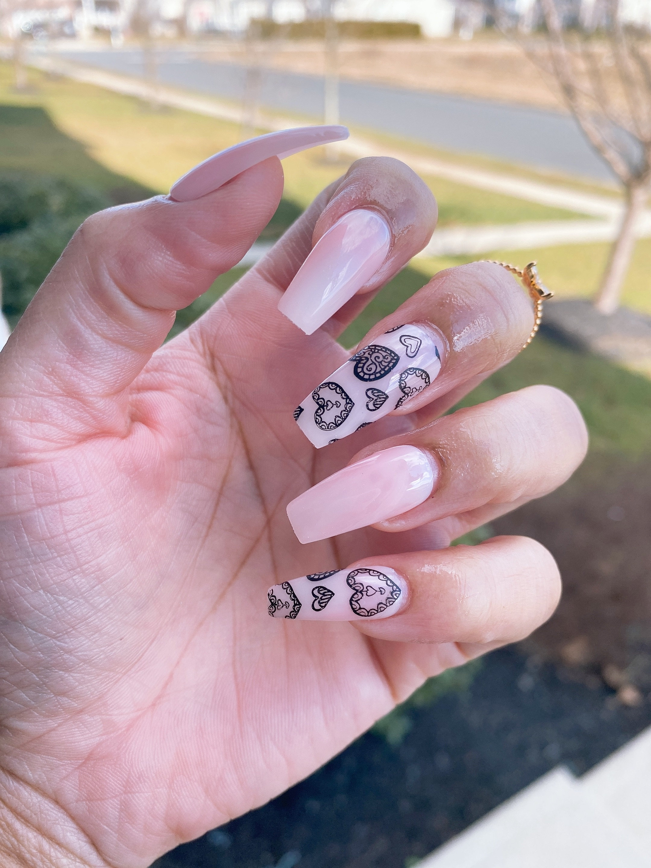 Black Heart Press on Nails - Etsy Ireland