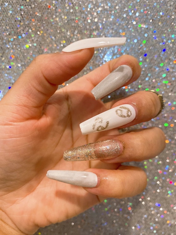 Zodiac Cancer Press on Nails - Etsy Zodiac Cancer Press on Nails - Etsy