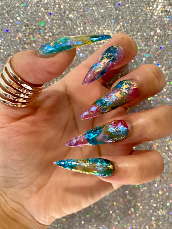 Mosaic Press on Nails Etsy