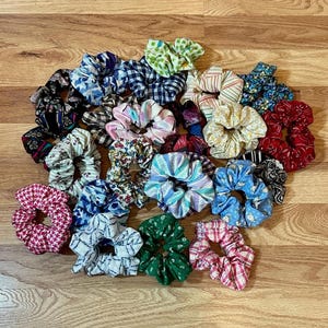 Inventory Updated--Repurposed/Upcycled/Vintage Fabric Hair Scrunchies, Ponytail Holder, Print Band, Accessories, Sustainable Fabrics