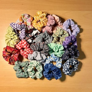 Repurposed/Upcycled/Vintage Fabric Hair Scrunchies, Ponytail Holder, Hair Accessories, Sustainable Fabrics