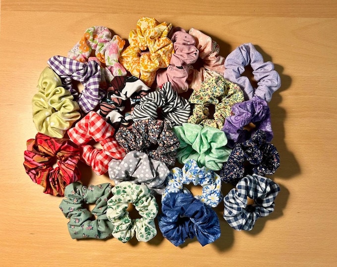Repurposed/Upcycled/Vintage Fabric Hair Scrunchies, Ponytail Holder, Hair Accessories, Sustainable Fabrics