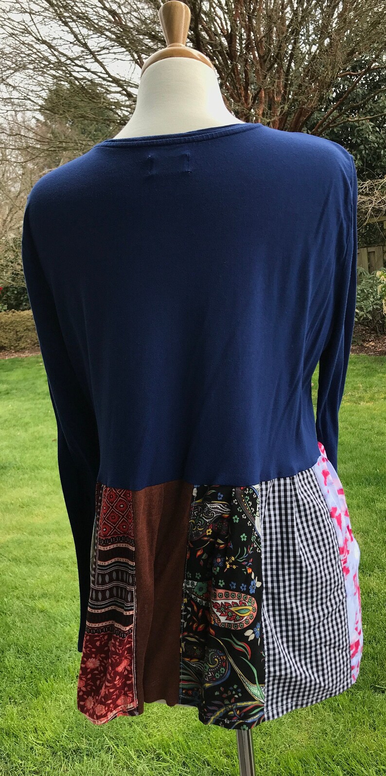 ML Repurposed Patchwork Top with BoHo feel using mixed fabricsprints soft simple relaxed and comfortable fit