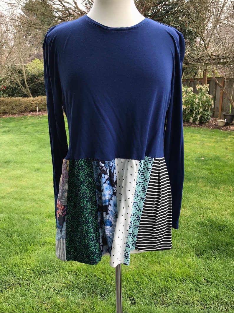 ML Repurposed Patchwork Top with BoHo feel using mixed fabricsprints soft simple relaxed and comfortable fit