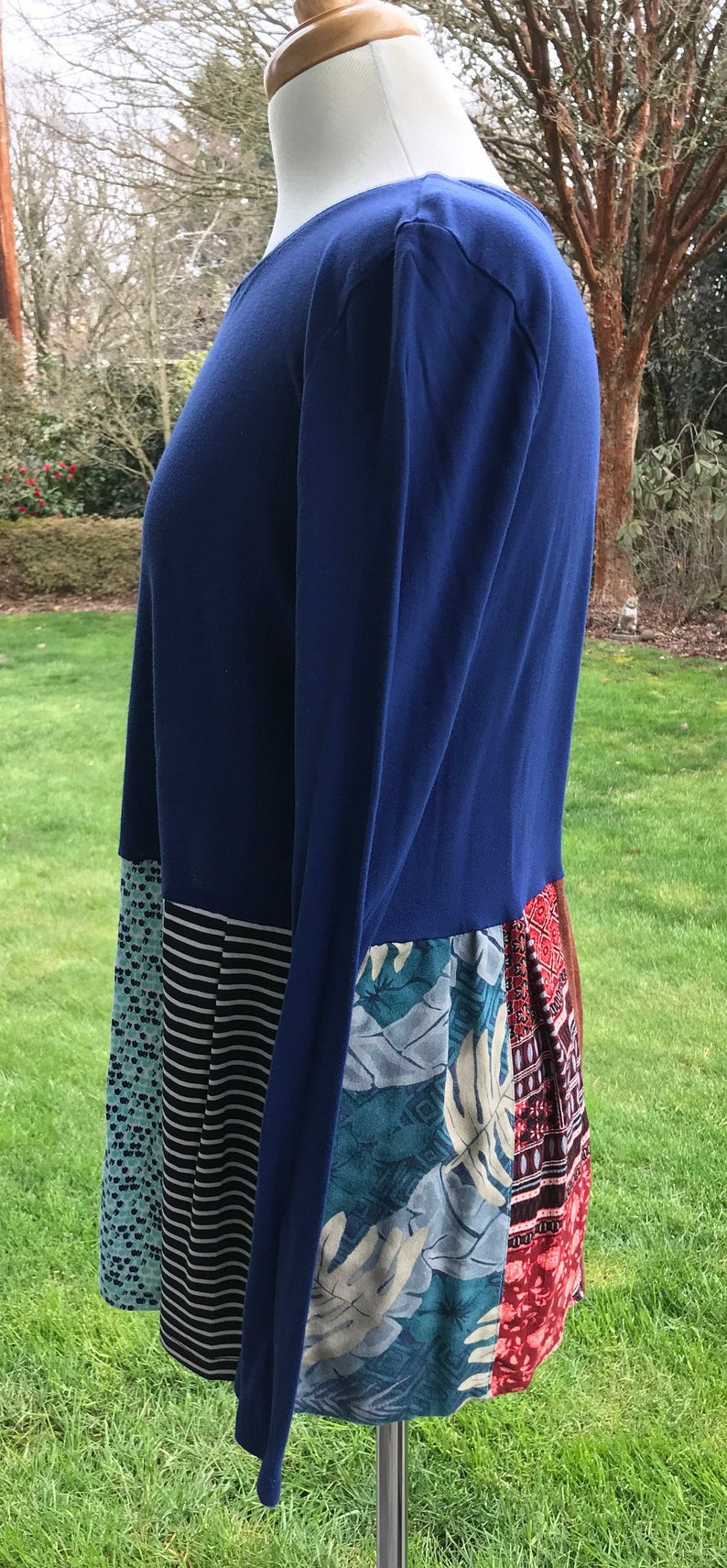 ML Repurposed Patchwork Top with BoHo feel using mixed fabricsprints soft simple relaxed and comfortable fit