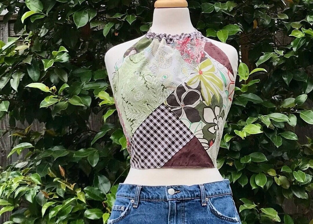 Une Pièce Maille Patchwork Halter