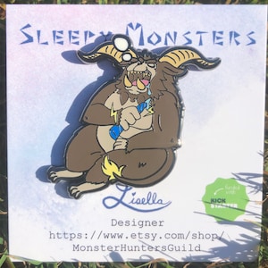 Rajang Sleepy Monster Fan made monster hunter pin