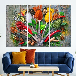Herbs And Spices Food  Kitchen wall art print Spices canvas print Kitchen wall decor Herbs and spices canvas art Extra Large wall art df28