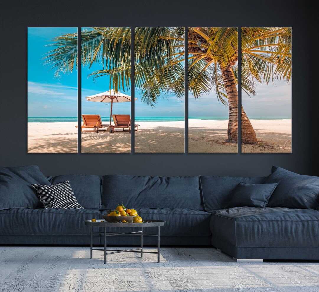 Beach Large Wall Art Canvas Print, Ocean Large Wall Art Print for