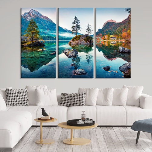 Hintersee Lake Colorful Autumn Landscape in Austria Alps Wall Art Canvas Print, retail Nature Wall Art, Mountain Wall Art, Nature Canvas Print