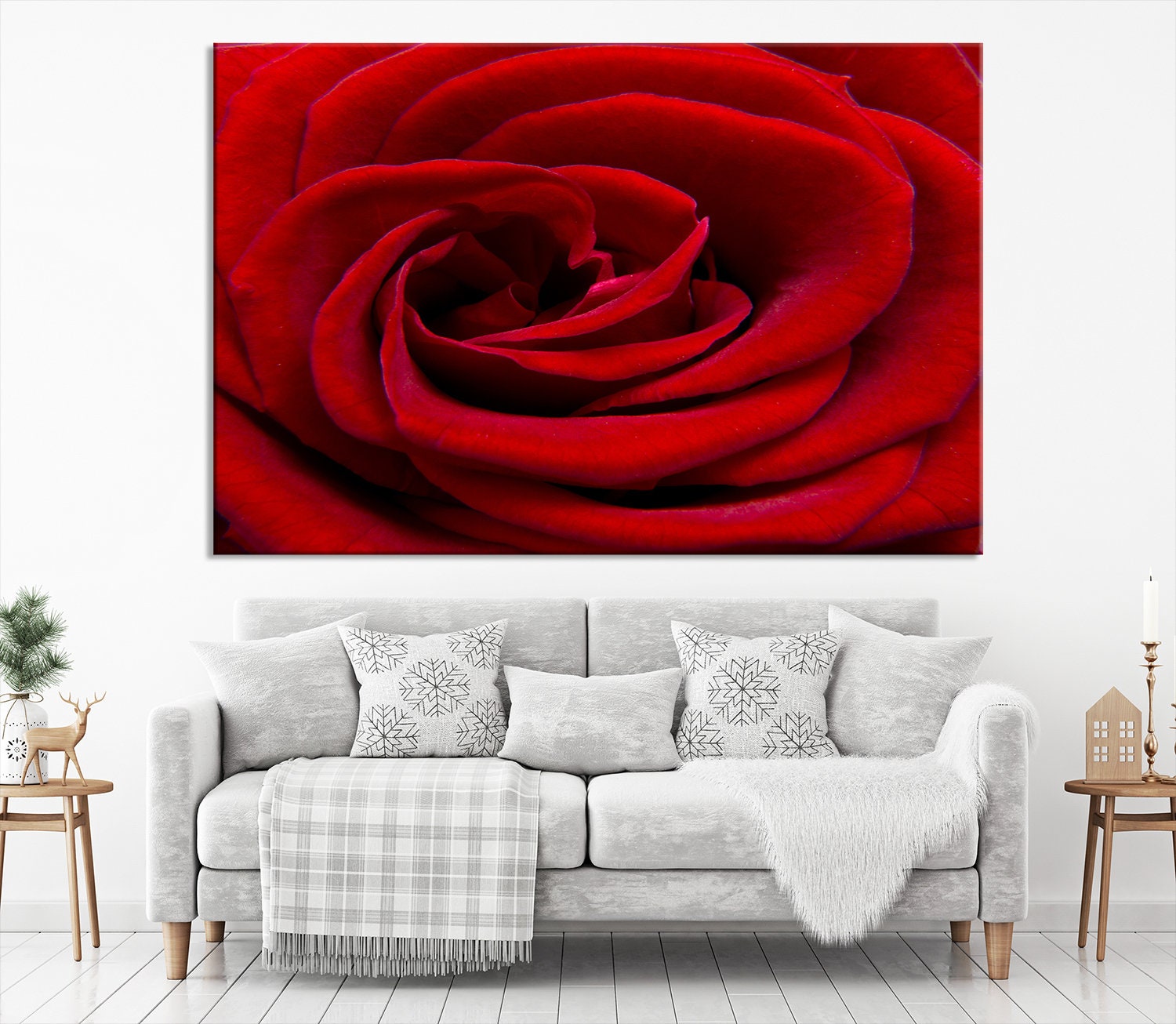 Large Red Rose Flower Wall Art Canvas Print Gallery Set Rose Etsy