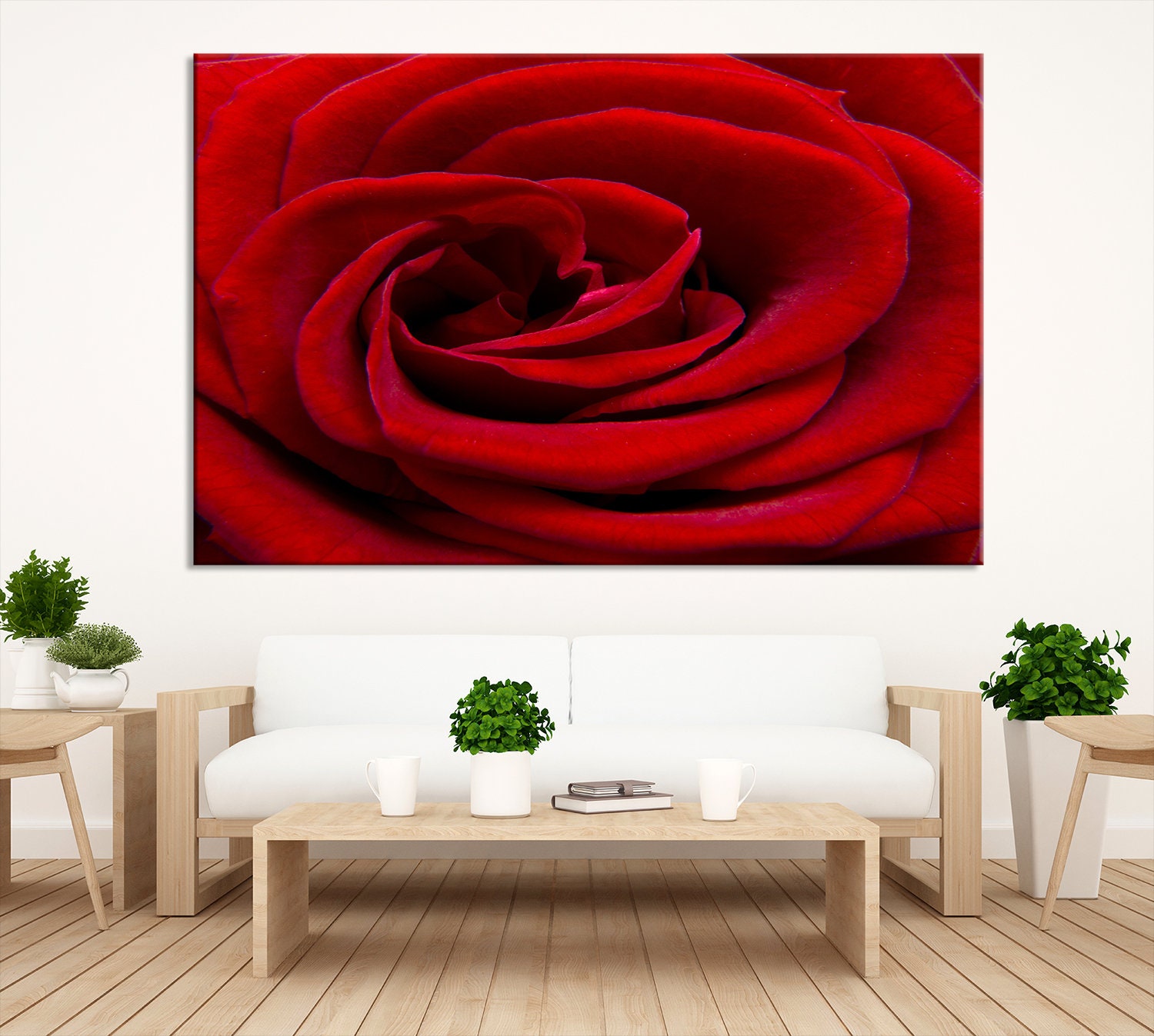 Large Red Rose Flower Wall Art Canvas Print Gallery Set Rose Etsy