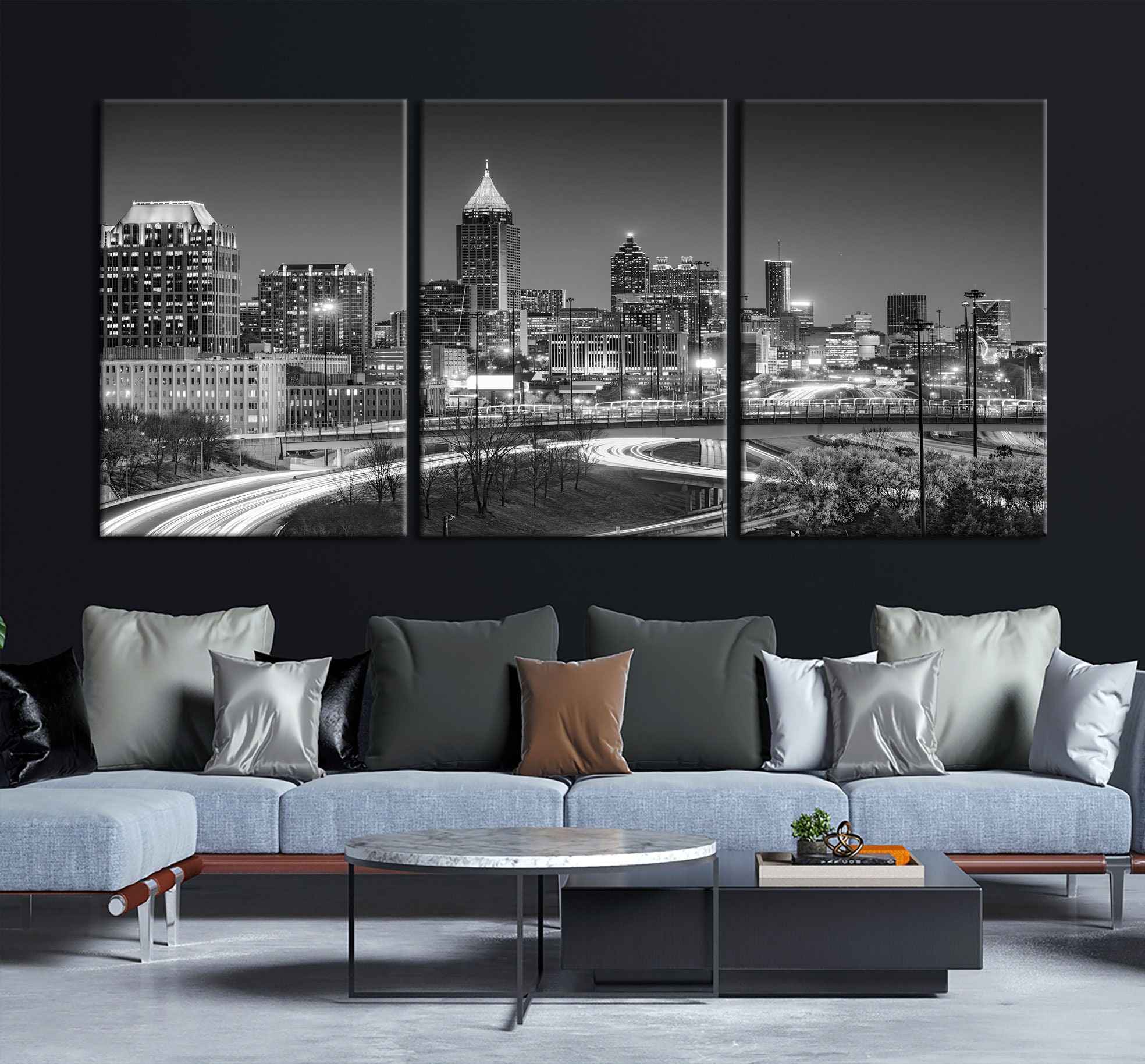 Atlanta Wall Art Canvas Print Large Atlanta Georgia Skyline | Etsy