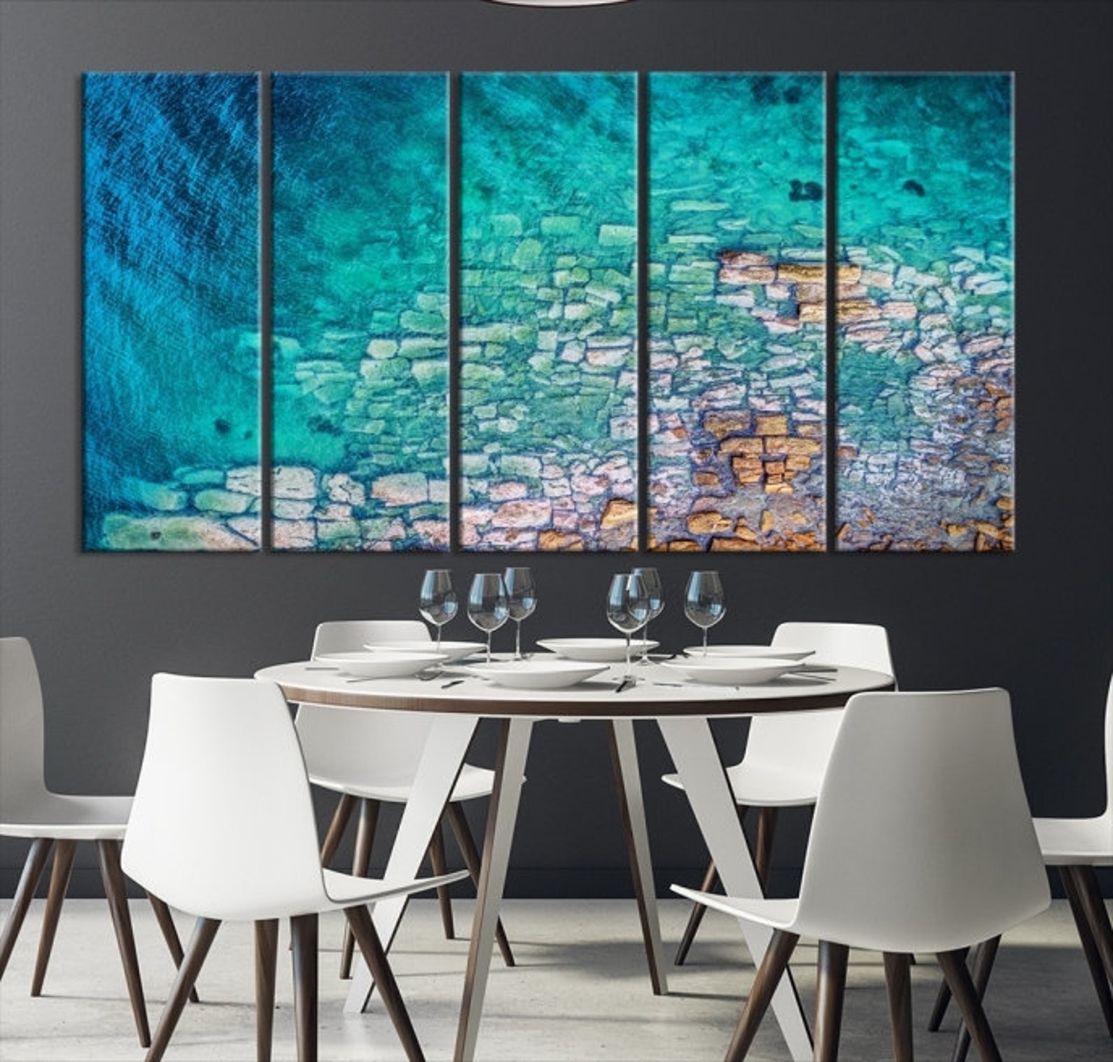 Blue Wall Art Sea Canvas Print Aerial Photo Print Aerial Home | Etsy