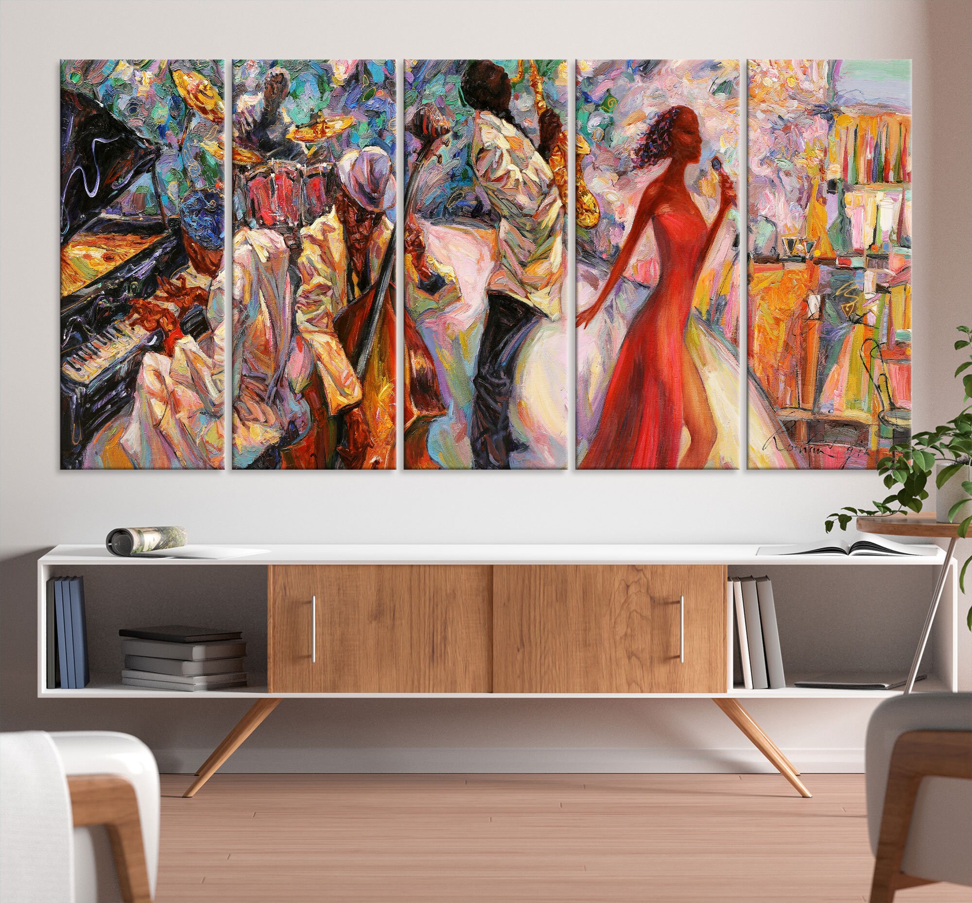 Abstract Jazz Wall Art Canvas Print Jazz Artwork Print Etsy