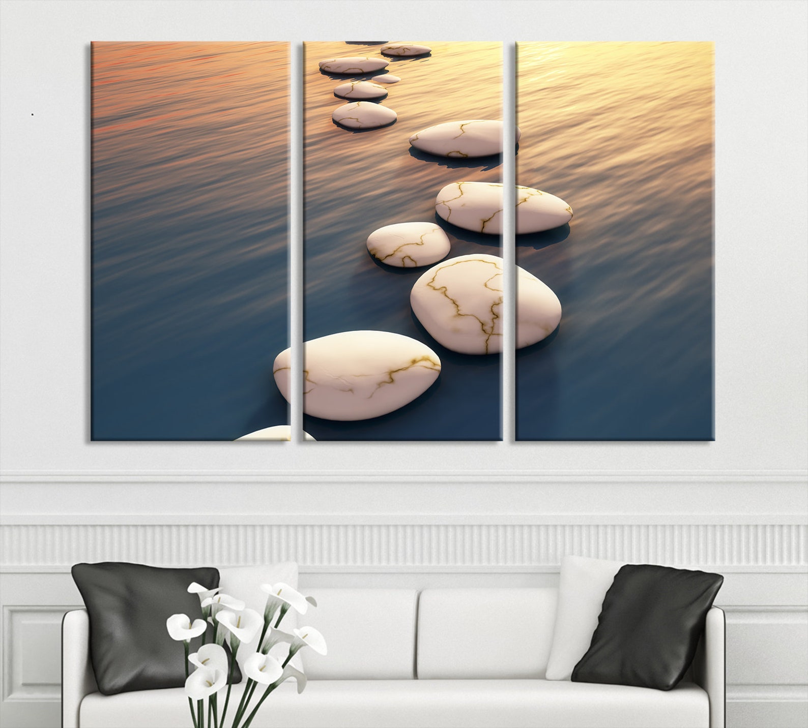 Pebbles Wall Art Large Zen Canvas Print for Yoga Room Etsy