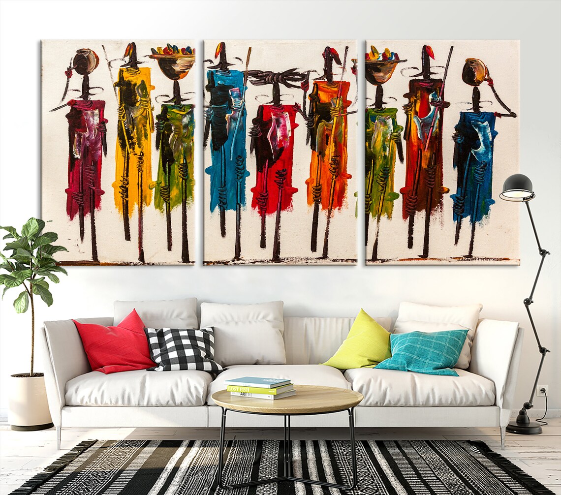 Abstract African wall art Masai canvas print Colorful african Etsy