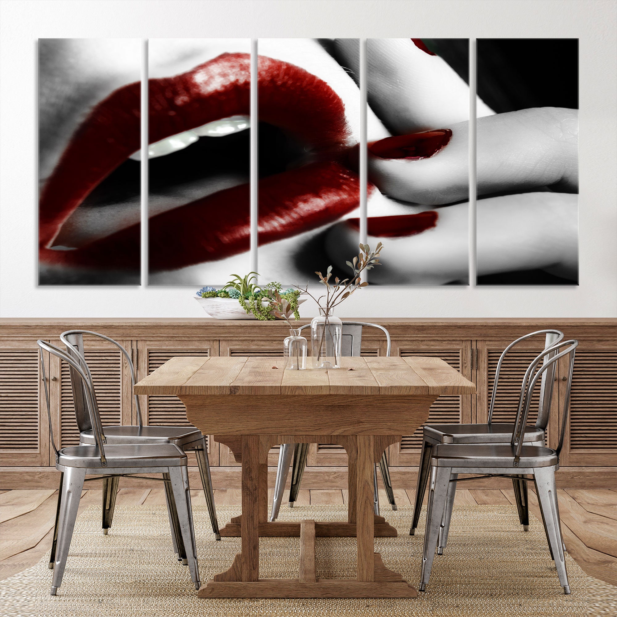 Louis Vuitton Red Lips Image - Framed wall art - White Splash