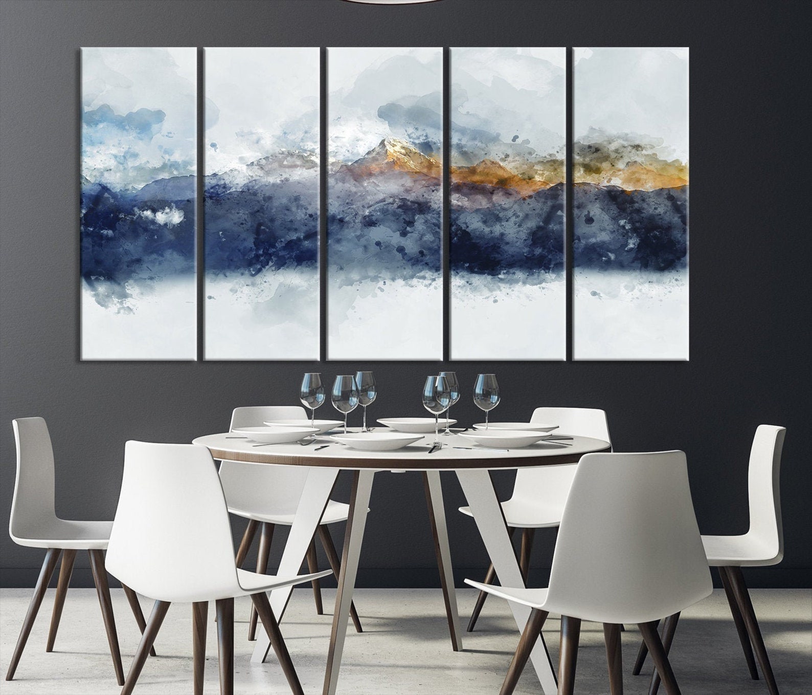 Living Room wall print Abstract Mountain Canvas Print | Etsy