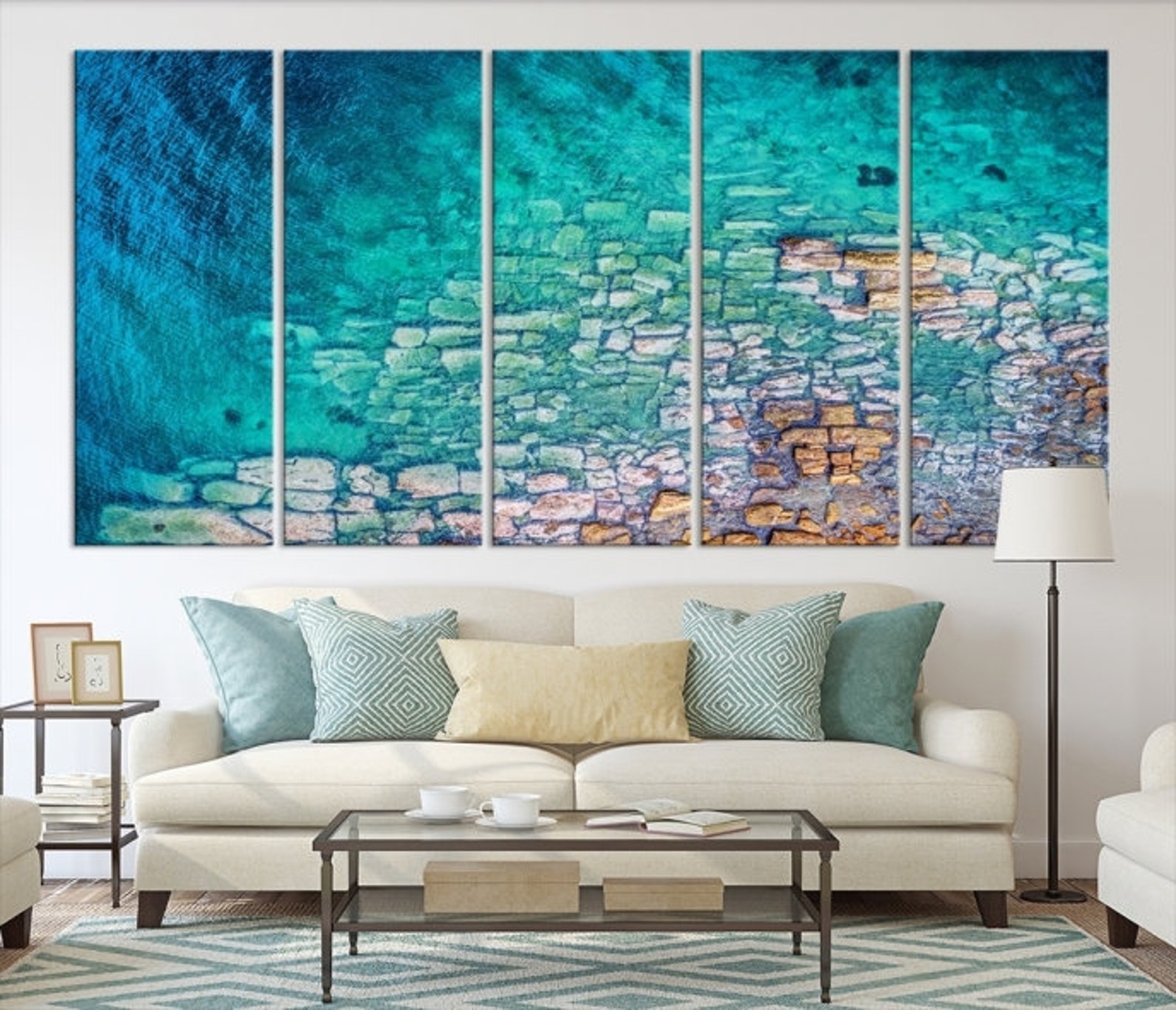 Blue Wall Art Sea Canvas Print Aerial Photo Print Aerial Home | Etsy