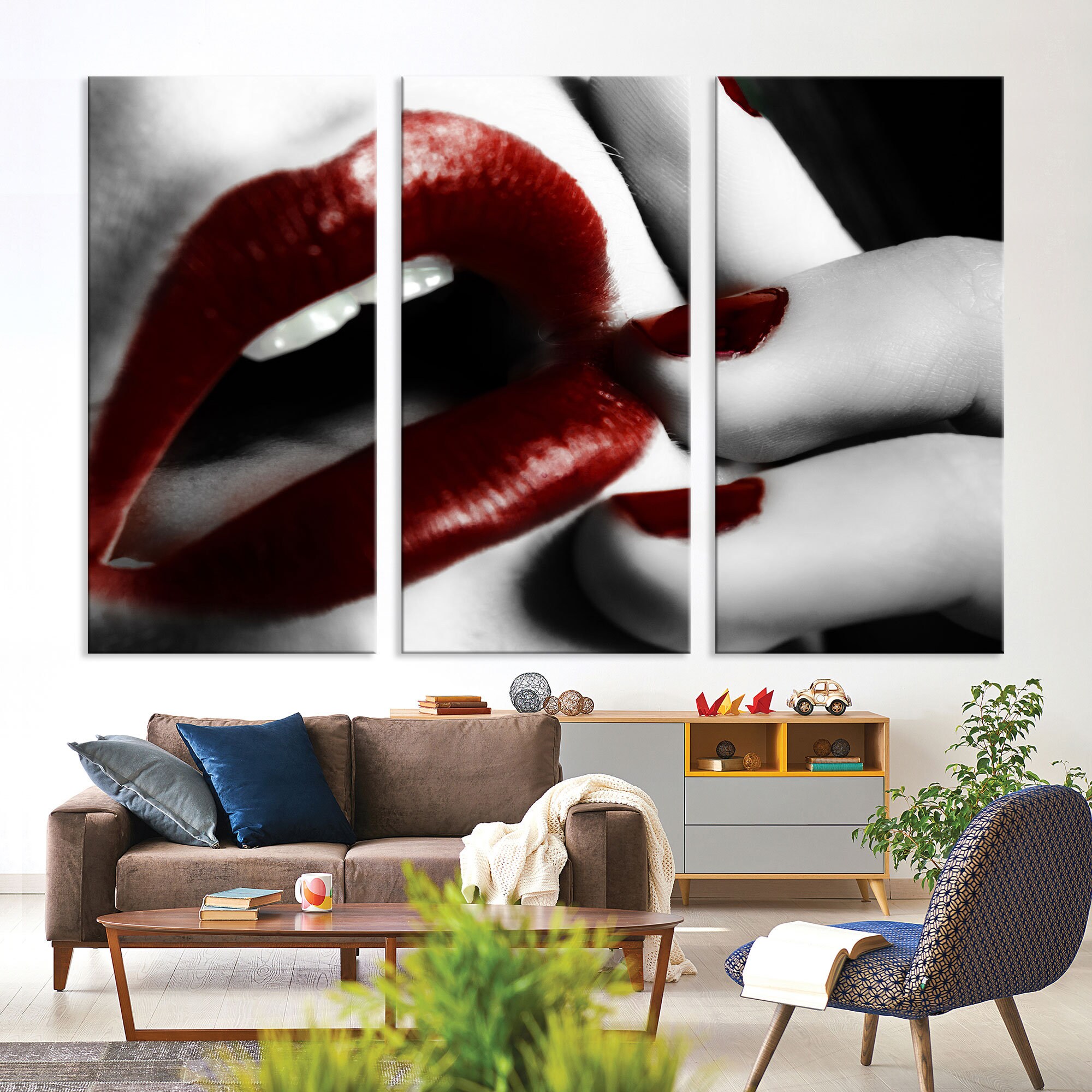 Louis Vuitton Red Lips Image - Framed wall art - White Splash